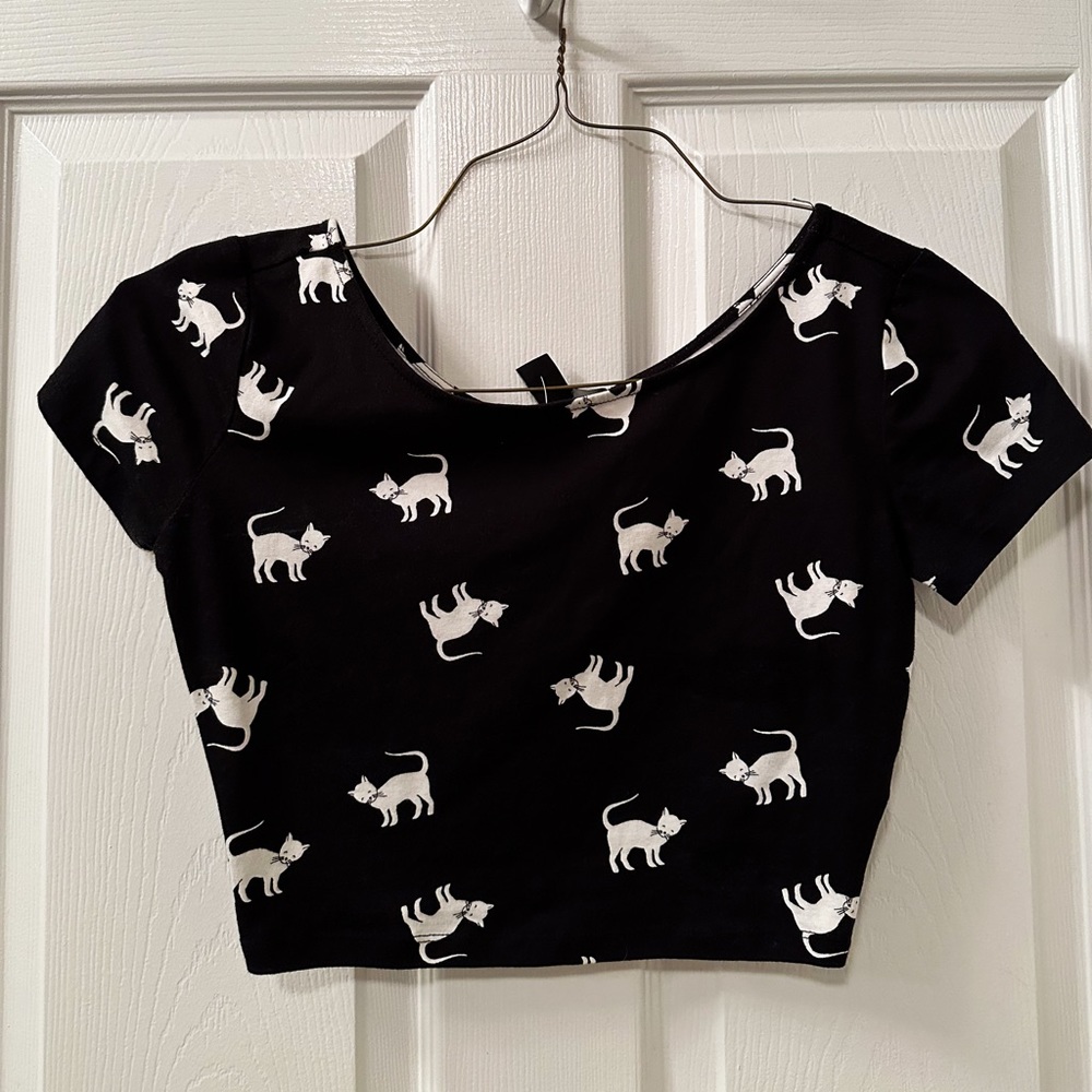 Cat Print Crop Top NWT